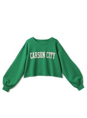 GRL カレッジロゴカットオフショート丈裏毛スウェット