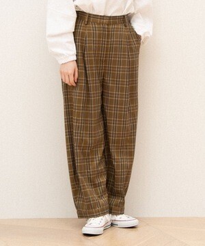 idem loose tuck check pants/チェックワイドパンツ