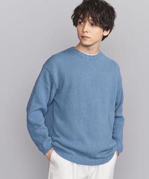 BEAUTY&YOUTH UNITED ARROWS BY リサイクルコットン ローゲージ クルーネック ニット -ウォッシャブル-