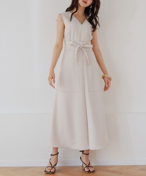 LADYMADE サッシュベルトステッチノースリワンピース