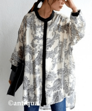 antiqua ペイズリー柄 シアーシャツ シャツ レディース 長袖・ps-00383