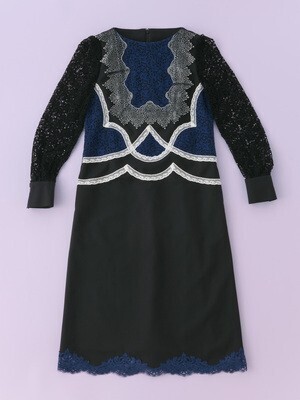 overlace silver lace dress-black