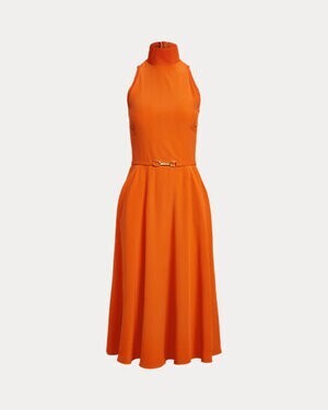 Ralph Lauren Pavel Belted Silk Crepe Day Dress