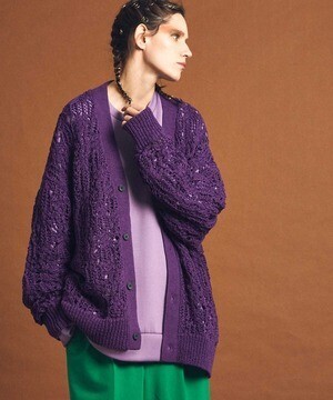 MAISON SPECIAL テープヤーンレース編みVネックニットカーディガン