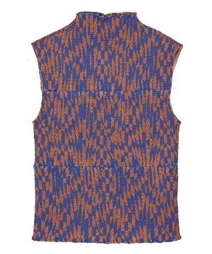 Ameri VINTAGE GEOMETRIC PATTERN SHIRRING TOP