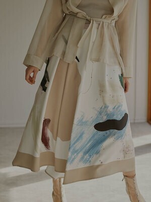 Ameri VINTAGE MARY PAINTING FLARE SKIRT