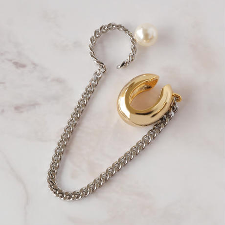 D.U.E 2way macaroni pearl chain earcuff
