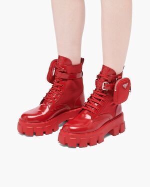 PRADA モノリス レザーxナイロン コンバットブーツ