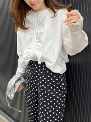 Dolce. センターフリルブラウス【white】
