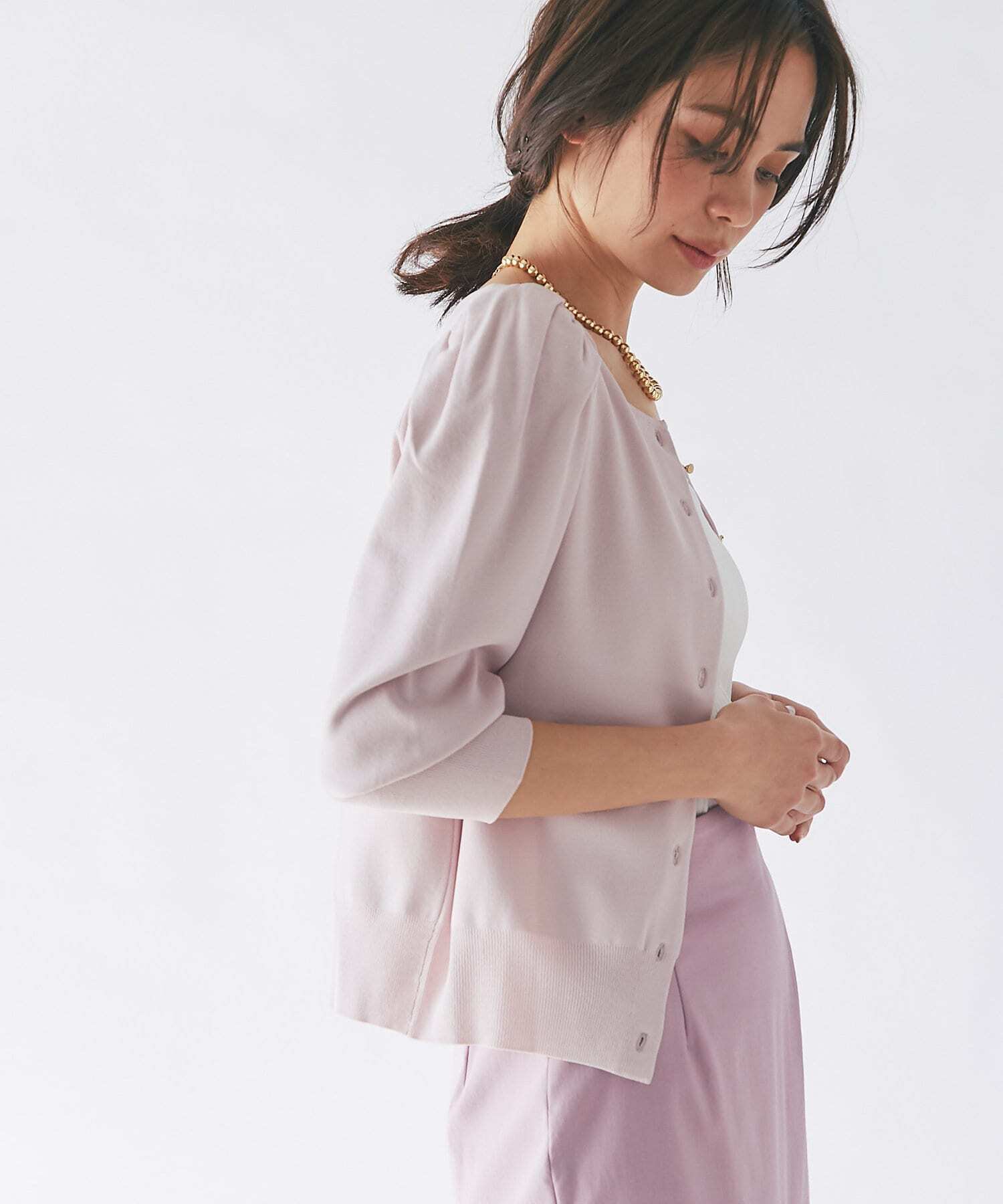 La boutique BonBon 前後2WAYパワショルニットカーディガン