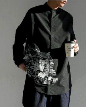 antiqua 手描きアートシャツ シャツ メンズ トップス・art-2001