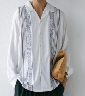 antiqua 刺繍シャツ シャツ メンズ トップス 長袖 開襟 ・bsy-0011