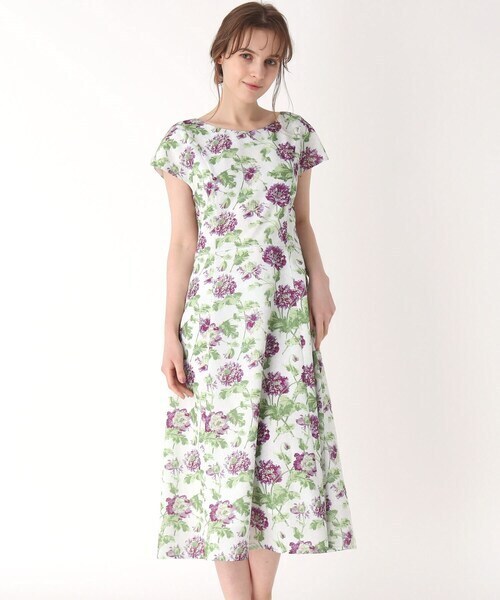 LAURA ASHLEY ヘップワース柄　フィット＆フレアードレス