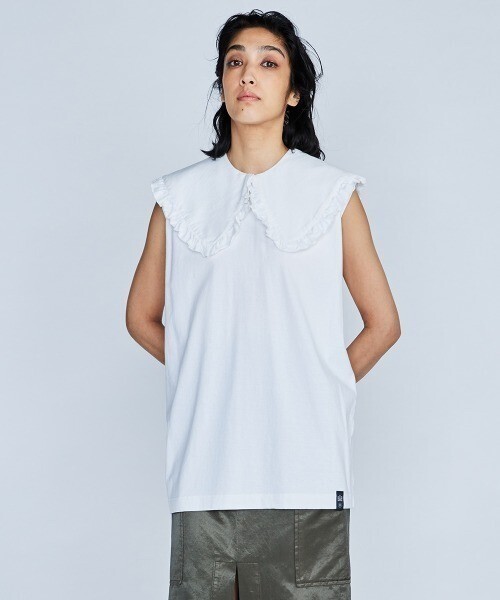 DOUBLE STANDARD CLOTHING コットン天竺襟付きカットソー