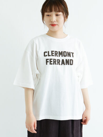 Samansa Mos2 後裾タックプリントTシャツ