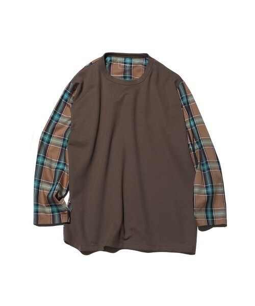 SOPHNET. L/S FABRIC MIX WIDE CUT&SEWN