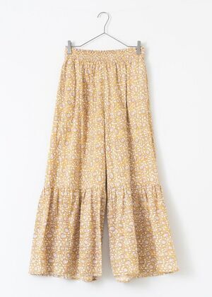 NE QUITTEZ PAS Dobby Check Leaf Print Frill Pants