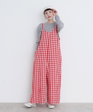 CHILD WOMAN L/Cuコードギンガムワッシャーサロペット