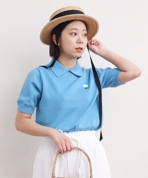 CHILD WOMAN 4/101 CRAFT14GG 刺繍 衿付き半袖ニットポロ