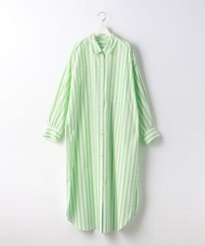green label relaxing タック スリーブ シャツ ワンピース ストライプ