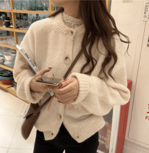 Lamitte deco 4colorニットカーディガン♡トップスクルーネック☆
