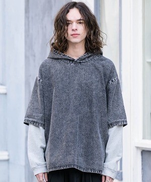 Casper John Layered denim hoodie
