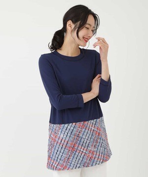 HIROKO BIS 【洗える/日本製】ツイード切り替えプルオーバー