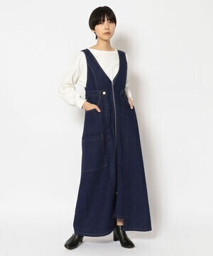 AULA AILA FRONT ZIP DENIM JUMPER SKIRT