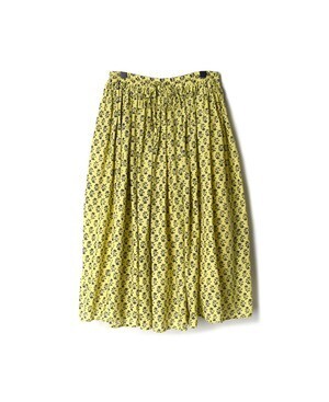 maison de soil GENTIANA FLOWER BLOCK PRINT (OVERDYE) RAJASTHAN TUCK GATHERED SKIRT WITH LINING
