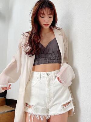 GYDA H/W FRONTダメージ デニムショートパンツ