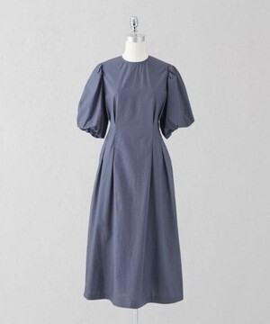 LOEFF コットン ブロード ギャザースリーブ ワンピース