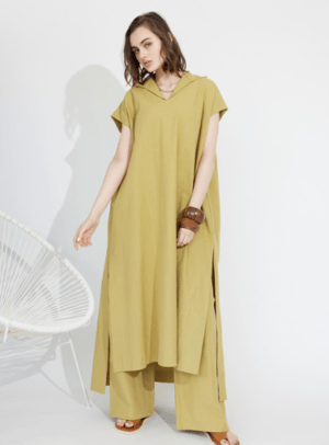 ALEXIA STAM Kaftan Dress & Wide Pants Set Green Tea