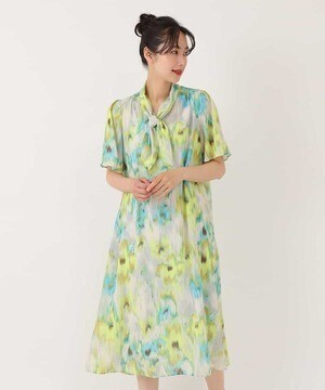 HIROKO BIS 【洗濯機で洗える】シフォンフラワーワンピース