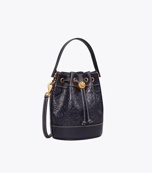 Tory Burch Tモノグラム レザー ミニ バケットバッグ