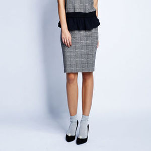 LADYMADE Glen Check Cut Tight Skirt