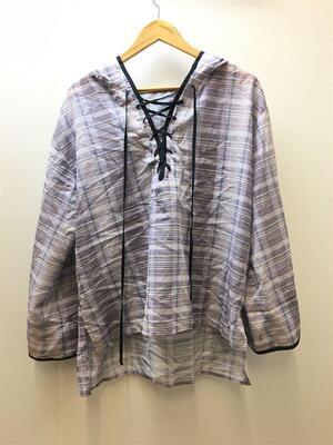 SOLOV SHEER CHECK LACE UP HOODIE