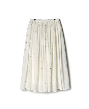 maison de soil JAMDANI DOT x COTTON SILK STRIPE PATCHWORK RAJASTHAN TUCK GATHERED SKIRT