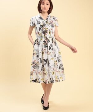 OLD ENGLAND レトロフラワープリントワンピース