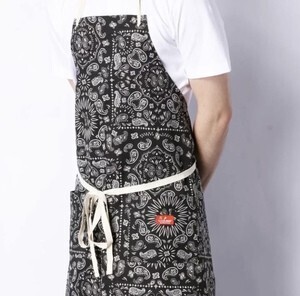 COOKMAN クックマン ロングエプロン Long Apron Paisley Black(ユニセックス)