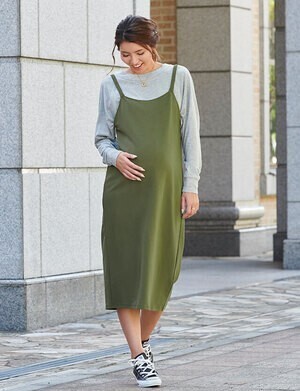 Sweet Mommy 授乳服マタニティウェア ラグランTシャツ＆キャミワンピ 授乳トップスセット