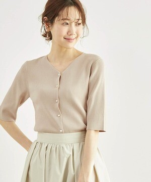 ROPE' PICNIC Beaytn knit/パール釦ハーフスリーブカーディガン