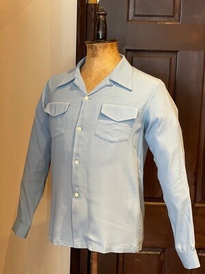 BLURRED CLOTHING RAYON OPEN COLLAR SHIRTS "SKY BLUE"
