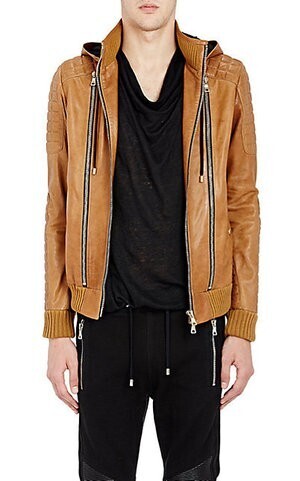 BALMAIN Lambskin Hooded Jacket