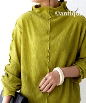 antiqua 楊柳プリーツ メロウトップス カットソー レディース 長袖・ao-00074