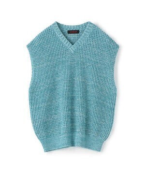 CABaN コットンカシミヤワッフルMIX Vネックベスト