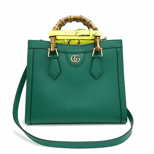 GUCCI レザー バンブー ダイアナ スモール 斜め掛け 2way ショルダー トートバッグ