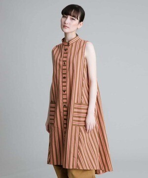 TRUNK HIROKO KOSHINO 【洗濯機で洗える】ストライプシャツワンピース