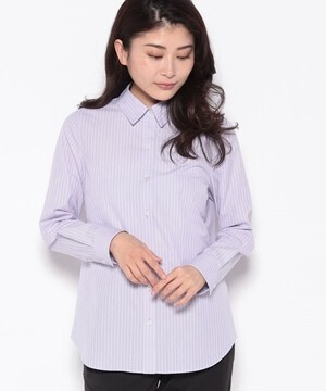 Leilian ストライプコットンシャツ