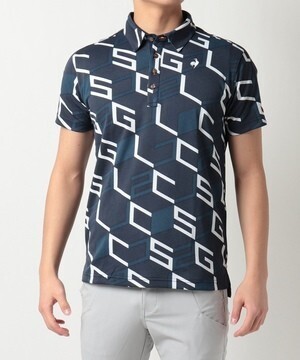 le coq sportif GOLF 【ゴルファーズアドレスカッティング】ダイアゴナルプリント半袖ポロシャツ(吸汗速乾/UVケア(UPF15))