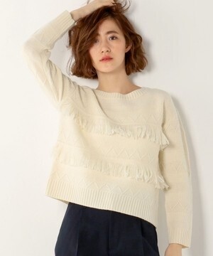 UNITED ARROWS UWMF ジャカード フリンジ ニット